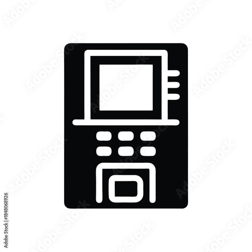 ATM Machine Minimalist Icon, Finance Symbol, Automated Teller Device, Bank Machine