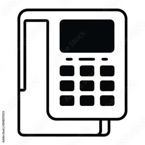 Monochrome Outline Icon Depicts Phone Device with Display and Buttons