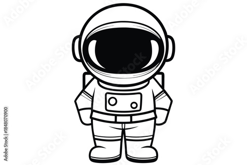 Silhouette Astronaut Full Body Suit with Helmet, Space, Cosmos, Exploration Concept