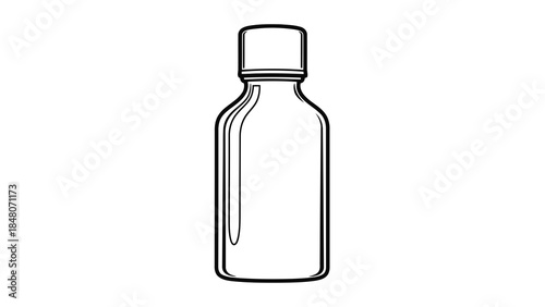 Outline illustration of a small, capped bottle, perfect for medicine or liquids. (80 characters)