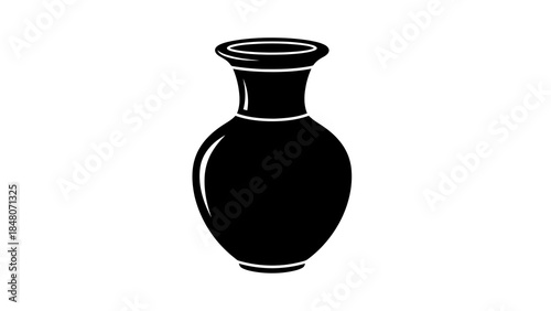 Elegant black vase silhouette on a white background, simple and classic design