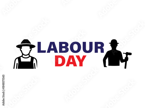 Labour Day celebration with bold text on black background