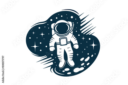 Silhouette Astronaut Floating in Space with Stars & Clouds Cosmic Dreamer Icon