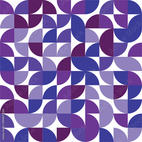 Abstract Geometric Pattern With Curved Shapes in Purple and Blue for Modern Design and Background Use