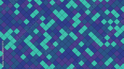 Abstract geometric pattern of interlocking diamond shapes in cool blue and purple tones.