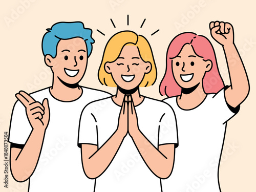 Happy friends celebrating together outdoors