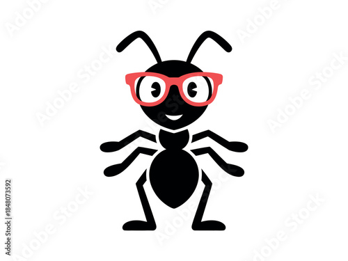 Cartoon Ant Wearing Red Glasses