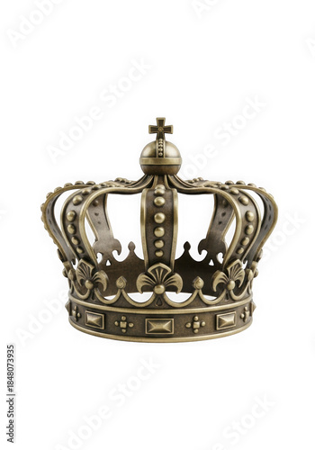 Vintage Royal Crown in Gold Metal Isolated on Black Background