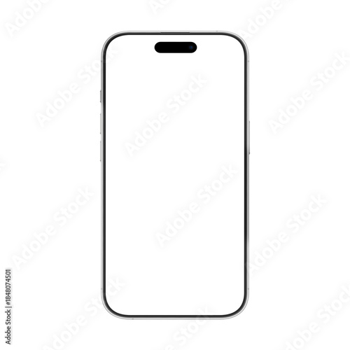 Silver smartphone mockup template. No background. Empty screen. Only frames. png