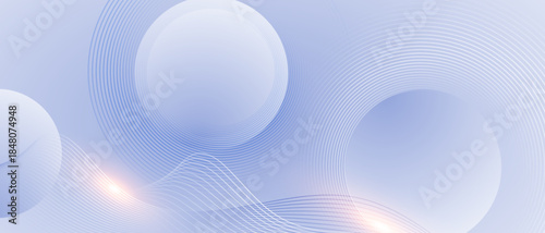 Soft blue gradient abstract background with wave lines and circle shapes. 
