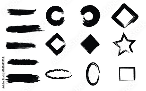 Geometric shapes and brush strokes collection