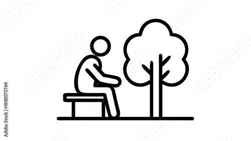 Silhouette of a person resting on a park bench beneath a sheltering tree, evoking a sense of quiet reflection and peaceful solitude.