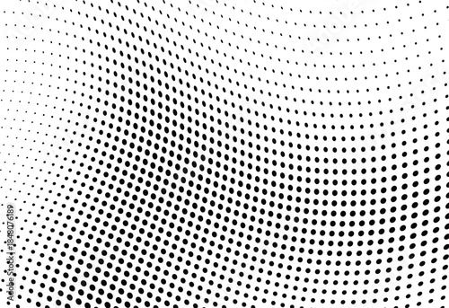 Twisted abstract halftone dot pattern with modern optical effect.