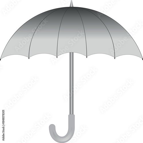 Black and White Simple flat umbrella icon, Nice umbrella isolated on white background.