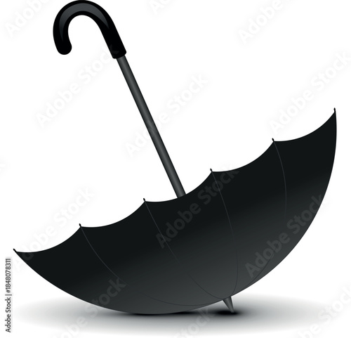 Black and White Simple flat umbrella icon, Nice umbrella isolated on white background.