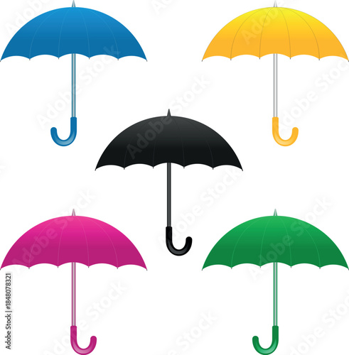 Black and White Simple flat umbrella icon, Nice umbrella isolated on white background.