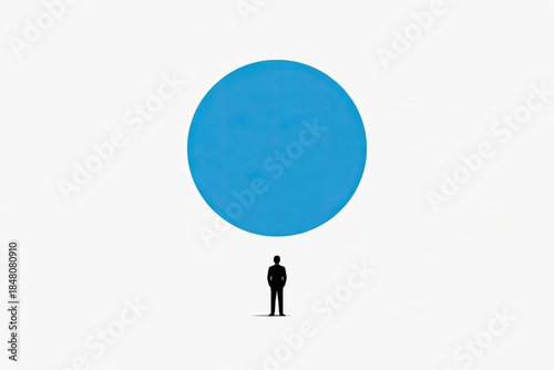 Human Figure Beneath a Large Blue Circle