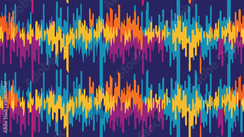 Dynamic abstract vector illustration featuring colorful dripping paint effect on a dark blue background