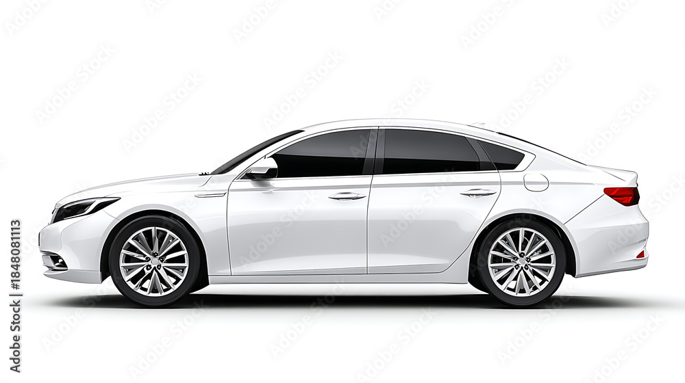 Fototapeta premium A sleek white car displayed in a side view