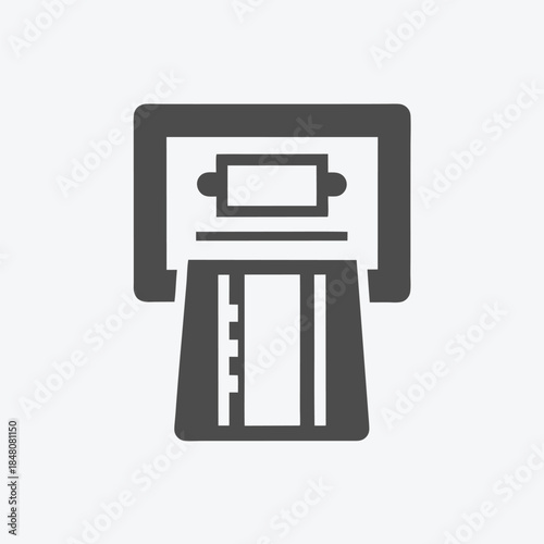 Modern Black and White Automated Teller Machine Icon Symbol Isolated