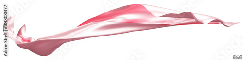 Flying light pink silk textile fabric flag background. Smooth elegant pink Satin Isolated on white Background for grand opening ceremony. Pink curtain. 3d vector illustration