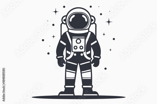 Cartoon Astronaut Waving Hand With Suit and Helmet on White Background