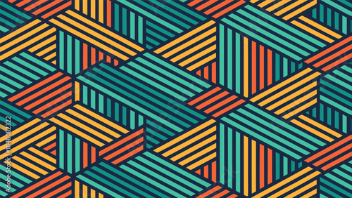 Bright geometric seamless vector pattern with colorful diagonal lines and artistic, modern design for creative wallpaper, fabric and textiles