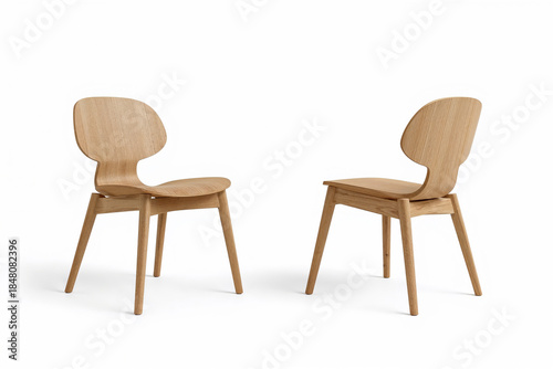 Modern Wooden Chair with Clean Lines and Realistic Texture on White Background