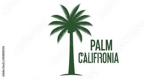 A simple illustration of a palm tree with palm california text