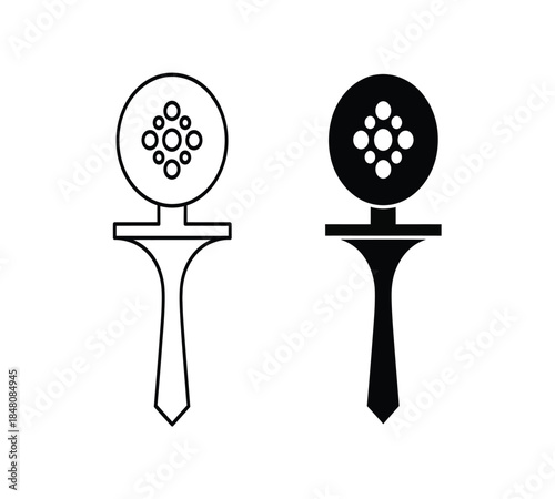 a minimalist depiction of two distinct black and white hand mirrors with detailed circular heads and slender tapered handles is shown