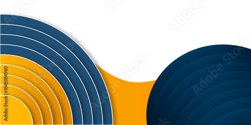 Abstract business background with curved shapes in blue and orange.
