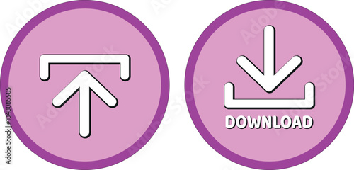 download button for internet website use. Download icon on isolated white background with shadow.