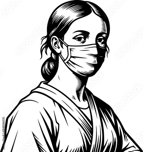 Woman wearing a protective face mask