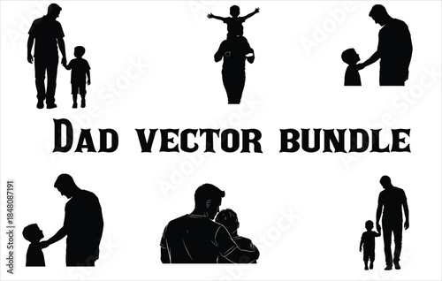 Father day silhouette collection isolated on white background. Set of dad and son design. Vector illustration , Vector art of silhouette of a father throwing his son in the air isolated on white 