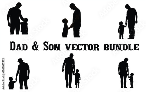 Father day silhouette collection isolated on white background. Set of dad and son design. Vector illustration , Vector art of silhouette of a father throwing his son in the air isolated on white 