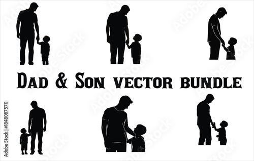 Father day silhouette collection isolated on white background. Set of dad and son design. Vector illustration , Vector art of silhouette of a father throwing his son in the air isolated on white 