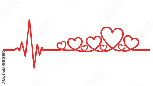Heart Rate Line with Hearts Symbols.