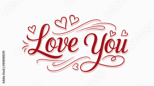 Love You Text with Hearts.