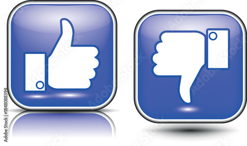 Illustration of thumbs up and down buttons. Vector Thumbs Up and Down Buttons.