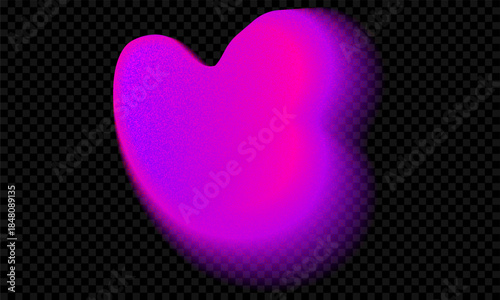 Pink aura gradient shape on background. Purple color soft gradation with noise and fluid glow vector blob overlay texture. 3d grainy vibrant neon element. Y2k geometric iridescent ombre effect