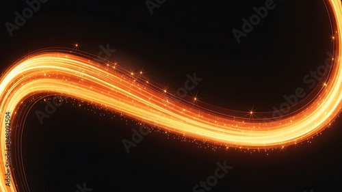 Abstract Glowing Energy Trail with Twinkling Particles on Dark Background