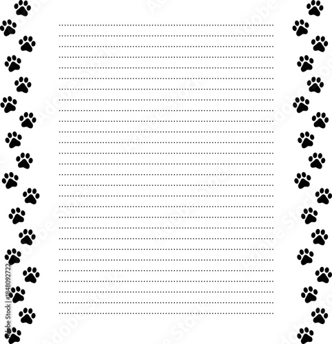  Paw Prints Background. Cute pets and Dogs pets paw print isolated on white background.