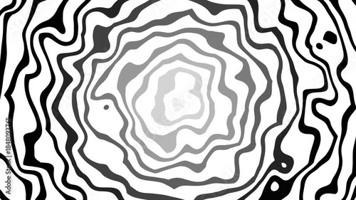Abstract black and white wavy swirling pattern ideal for backgrounds, packaging design, textiles, and modern artistic projects. 