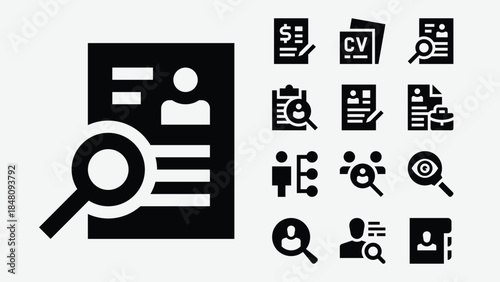 Headhunting and Talent Search Icons Set