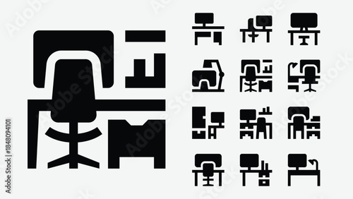 Home Office and Remote Workspace Icons