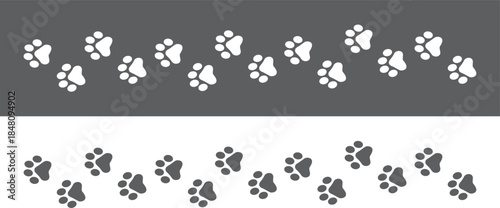 Paw Prints. Cute pets and Dogs pets paw print isolated on white background. Animal paw prints.
