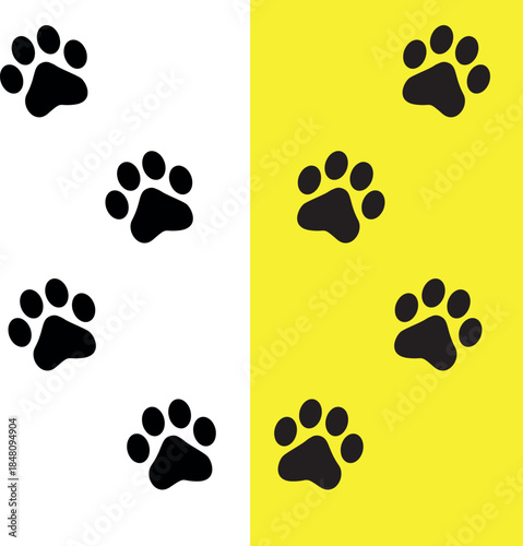 Paw Prints. Cute pets and Dogs pets paw print isolated on white background. Animal paw prints.