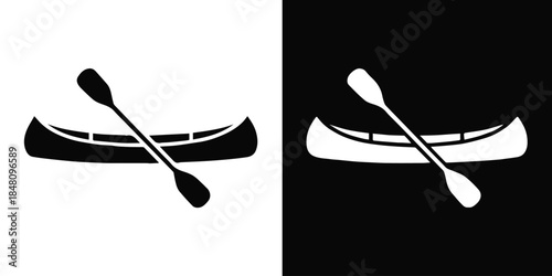 canoe paddle icon logo diagonal paddle contrast black and white