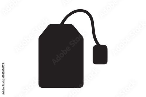 Black silhouette of a tea bag isolated on a transparent background