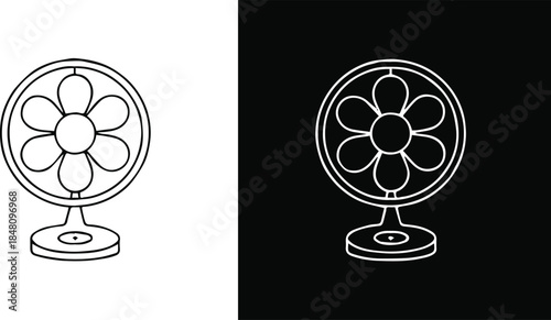 fan silhouette and outline contrast design for interface use
